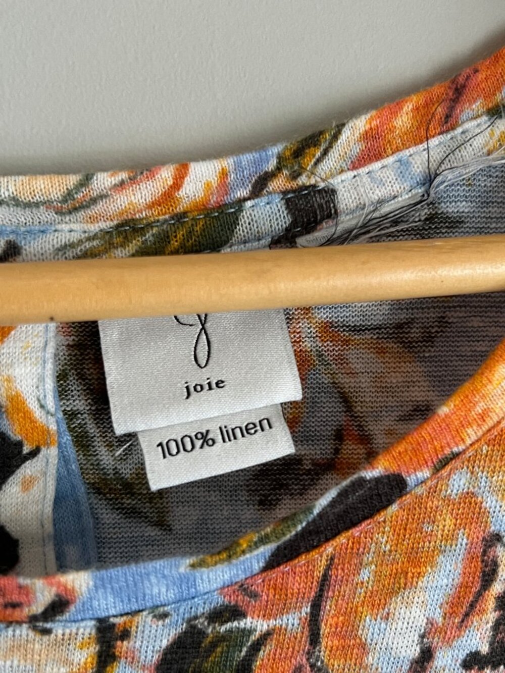 Joie | Large | 100% Linen | Split Back | Dainty Blue Orange Floral | Relaxed Top - Picture 2 of 5